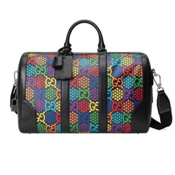 Gucci Psychedelic Black Boston GG Large Leather Travel Luggage Duffle Bag New - Picture 1 of 16